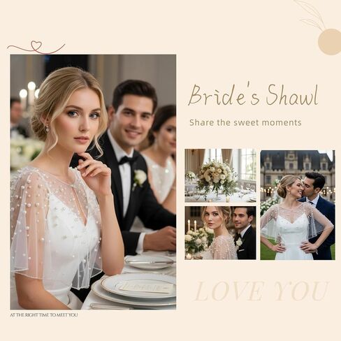 Pearl Wedding Shawls Bridal Cape for Women Bride Shrug Bolero Capes Evening Dress Jackets Cover Up for Dress Party in Saudi Arabia