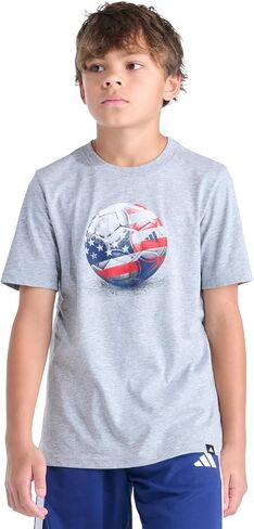 adidas Boys World Cup Soccer Graphic T‑Shirt, Kids Short Sleeve Tee, Regular Fit Crewneck, Ball Design in Kuwait