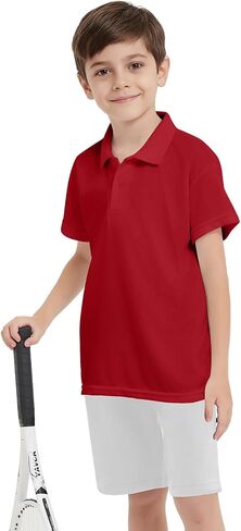4 Pack Boys Polo Shirt Mesh Athletic Quick Dry Short Sleeve Golf Shirts School Uniform Kids Performance Active Tops in Kuwait