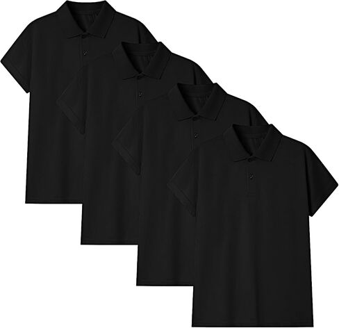 4 Pack Boys Polo Shirt Mesh Athletic Quick Dry Short Sleeve Golf Shirts School Uniform Kids Performance Active Tops in Kuwait