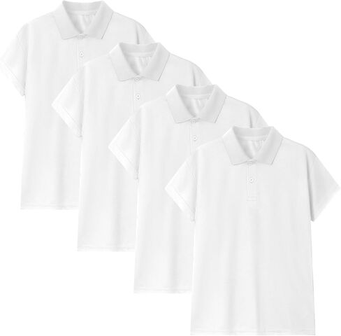 4 Pack Boys Polo Shirt Mesh Athletic Quick Dry Short Sleeve Golf Shirts School Uniform Kids Performance Active Tops in Kuwait