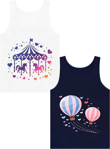 Girls' Tank Tops Undershirts Soft Cotton Tagless 2 Packs Cute Design for Kids 2T-3T 4T-5T 6-7 8-11 12-14 16 in Saudi Arabia
