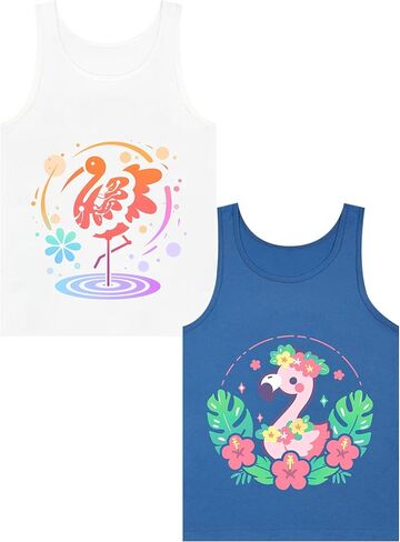 Girls' Tank Tops Undershirts Soft Cotton Tagless 2 Packs Cute Design for Kids 2T-3T 4T-5T 6-7 8-11 12-14 16 in Saudi Arabia