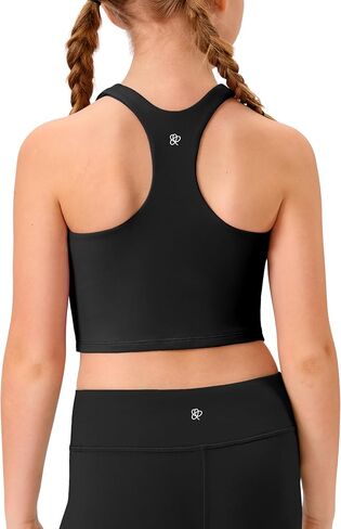 Girls Racerback Crop Tank Tops Double Lined Athletic Workout Shirts for Kids Teens Dance Gymnastics Activewear in Saudi Arabia