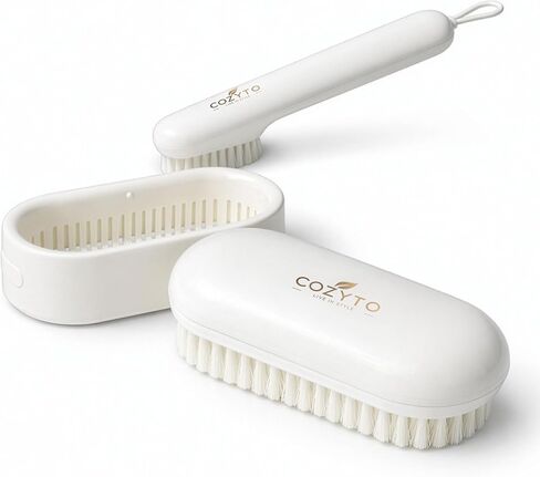 Sova Duo-Pro by COZYTO – Dual Brush Cleaning Set with Wall Holder | Soft Silicone Bristles for Laundry, Shoes & Tight Spaces | No-Drill Mounted Storage for Modern Homes in Saudi Arabia