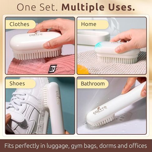 Sova Duo-Pro by COZYTO – Dual Brush Cleaning Set with Wall Holder | Soft Silicone Bristles for Laundry, Shoes & Tight Spaces | No-Drill Mounted Storage for Modern Homes in Saudi Arabia