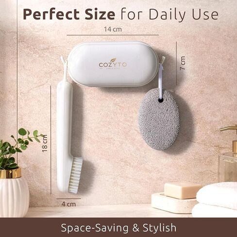 Sova Duo-Pro by COZYTO – Dual Brush Cleaning Set with Wall Holder | Soft Silicone Bristles for Laundry, Shoes & Tight Spaces | No-Drill Mounted Storage for Modern Homes in Saudi Arabia