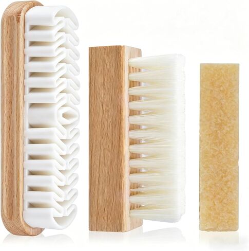3Pcs Suede Shoe Brushes, Nubuck Cleaning Kit, Premium Shoe Cleaner Brush & Eraser Set for Suede Shoes Boots Bags, Gentle Shoe Care Cleaner Tools for Napped Leather & Nubuck Items in Saudi Arabia