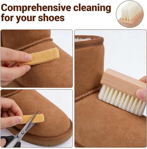 3Pcs Suede Shoe Brushes, Nubuck Cleaning Kit, Premium Shoe Cleaner Brush & Eraser Set for Suede Shoes Boots Bags, Gentle Shoe Care Cleaner Tools for Napped Leather & Nubuck Items in Saudi Arabia
