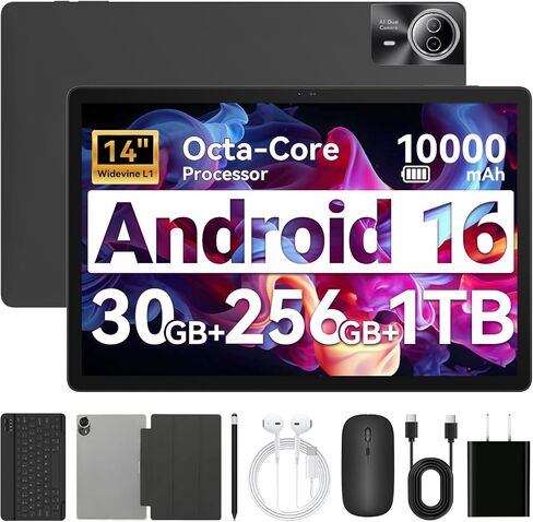 Android Tablet, 10.1 Inch Touch Screen Tablet, Octa Core Tablet with Dual Cameras, 8GB RAM 64GB ROM 1TB Expand Android 14 Tablet, Tablet with 2.4G+5G WiFi, Bluetooth, 5000mAh Battery in Saudi Arabia