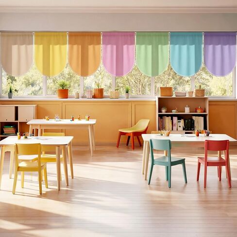 8 Pcs School Classroom Curtains Colorful Back to School Curtains Growth Mindset Window Cover for Primary Kindergarten Daycare Playroom Bedroom Decor 21.6'' x 17.3'' (Pastel) in Saudi Arabia
