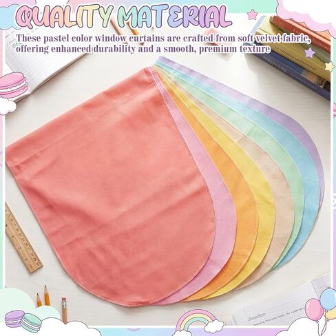 8 Pcs School Classroom Curtains Colorful Back to School Curtains Growth Mindset Window Cover for Primary Kindergarten Daycare Playroom Bedroom Decor 21.6'' x 17.3'' (Pastel) in Saudi Arabia