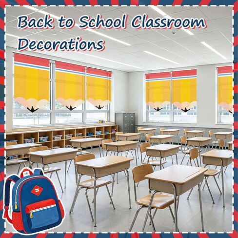 6 Pcs Pencil Design Classroom Curtains,Back to School Window Valances,Cartoon Colorful Window Decor for Shelves,Kindergarten,Daycare,Primary School,Bedroom and Playroom in Saudi Arabia