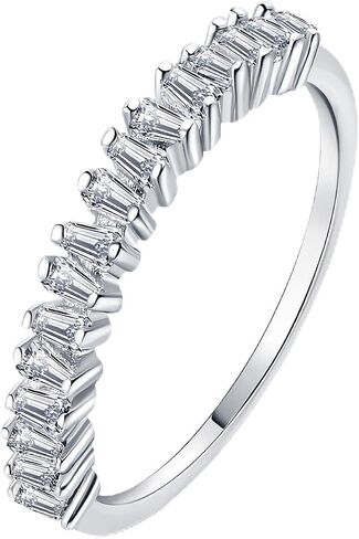 JewelryPalace الأميرة الزمرد قطع تشيكوسلوفاكيا تكويم خاتم الزفاف العصابات الخلود للنساء، زركونيا مكعب 14K الذهب الأبيض مطلي خاتم الوعد لها، 4PC خاتم الذكرى مجموعات D 5 in Kuwait