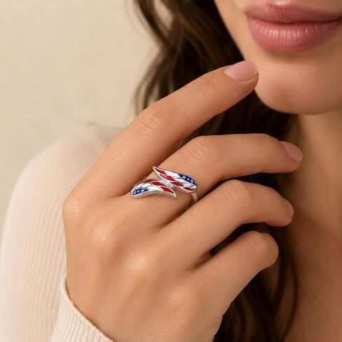 250th Anniversary Patriotic Ring For Women Men, 4th Of July Independence Day Red White Blue Enamel Usa Flag Adjustable Open Ring Memorial Day Jewelry Gift in Saudi Arabia