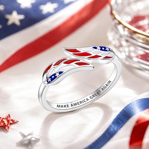 250th Anniversary Patriotic Ring For Women Men, 4th Of July Independence Day Red White Blue Enamel Usa Flag Adjustable Open Ring Memorial Day Jewelry Gift in Saudi Arabia