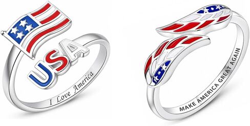 250th Anniversary Patriotic Ring For Women Men, 4th Of July Independence Day Red White Blue Enamel Usa Flag Adjustable Open Ring Memorial Day Jewelry Gift in Saudi Arabia