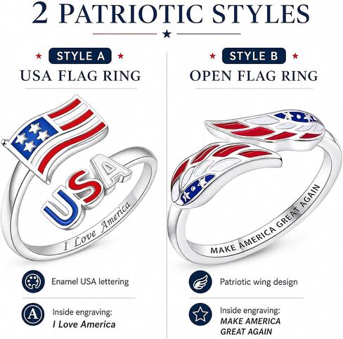 250th Anniversary Patriotic Ring For Women Men, 4th Of July Independence Day Red White Blue Enamel Usa Flag Adjustable Open Ring Memorial Day Jewelry Gift in Saudi Arabia