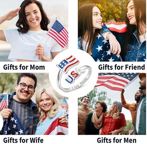 250th Anniversary Patriotic Ring For Women Men, 4th Of July Independence Day Red White Blue Enamel Usa Flag Adjustable Open Ring Memorial Day Jewelry Gift in Saudi Arabia