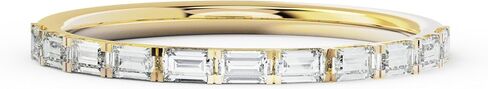 INDRI 10K Solid Gold Wedding Band Minimalist Half Eternity Moissanite Ring Stackable Baguette 0.32 CTTW Anniversary Band Women Real Gold Jewelry (D-E Color VVS Quality) - Yellow Gold (5) in Saudi Arabia