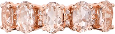 10k Rose Solid Gold 5-Stone Natural Oval Morganite and Diamond Anniversay Band Birthstone Gemstone Ring in Saudi Arabia