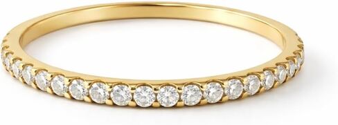 INDRI Solid 10k Lab Grown Diamond Wedding Band for Women Stackable Half Eternity Anniversary Promise Ring For Her (D-F Color VVS1 - VVS2 Clarity) in Saudi Arabia