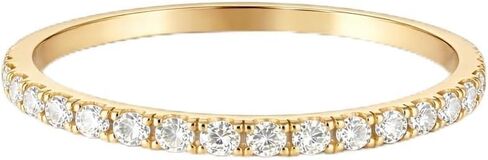 INDRI Solid 10k Lab Grown Diamond Wedding Band for Women Stackable Half Eternity Anniversary Promise Ring For Her (D-F Color VVS1 - VVS2 Clarity) in Saudi Arabia