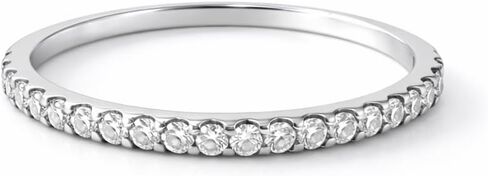 INDRI Solid 10k Lab Grown Diamond Wedding Band for Women Stackable Half Eternity Anniversary Promise Ring For Her (D-F Color VVS1 - VVS2 Clarity) in Saudi Arabia