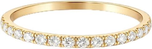 INDRI Solid 10k Lab Grown Diamond Wedding Band for Women Stackable Half Eternity Anniversary Promise Ring For Her (D-F Color VVS1 - VVS2 Clarity) in Saudi Arabia