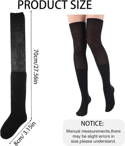 2 Pairs Stretchy Thigh High Socks for Women, Comfort Over the Knee Socks, Extra Long Thigh High Sock Warm for Daily Wear, Cosplay, High-Boot in Kuwait