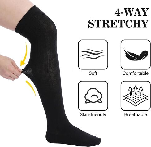 2 Pairs Stretchy Thigh High Socks for Women, Comfort Over the Knee Socks, Extra Long Thigh High Sock Warm for Daily Wear, Cosplay, High-Boot in Kuwait