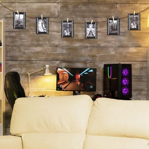 4''×6'' Paper Picture Frames,Wall Mount Display Pictures Vintage Cinematic Film Photo Frame,10Pcs Hanging Photo Holders Set with String & Clips for DIY Idol Postcard,Home Decor,Gifts (Black) in Kuwait