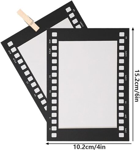 4''×6'' Paper Picture Frames,Wall Mount Display Pictures Vintage Cinematic Film Photo Frame,10Pcs Hanging Photo Holders Set with String & Clips for DIY Idol Postcard,Home Decor,Gifts (Black) in Kuwait