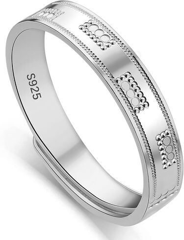 Meissa Silver Rings for Men Wide Sterling Silver Engagement Wedding Band Comfort Fit Unisex Personalized Engraved Male Ring Size Adjustable From 6 to 10 in Saudi Arabia