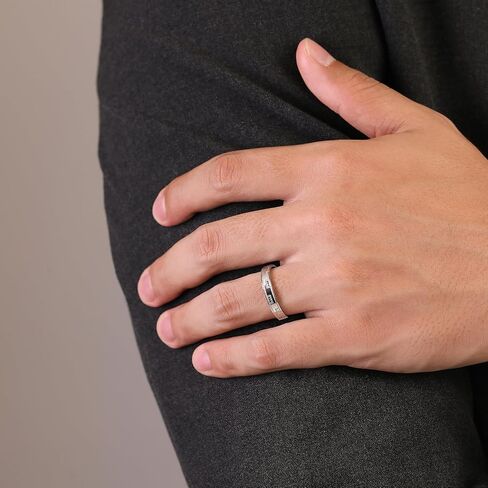 Meissa Silver Rings for Men Wide Sterling Silver Engagement Wedding Band Comfort Fit Unisex Personalized Engraved Male Ring Size Adjustable From 6 to 10 in Saudi Arabia