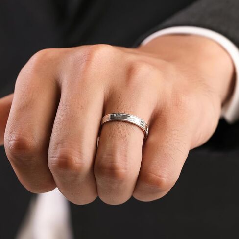 Meissa Silver Rings for Men Wide Sterling Silver Engagement Wedding Band Comfort Fit Unisex Personalized Engraved Male Ring Size Adjustable From 6 to 10 in Saudi Arabia