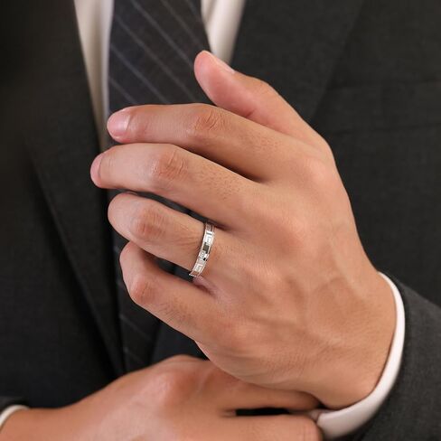 Meissa Silver Rings for Men Wide Sterling Silver Engagement Wedding Band Comfort Fit Unisex Personalized Engraved Male Ring Size Adjustable From 6 to 10 in Saudi Arabia