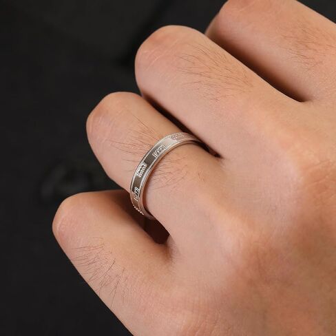 Meissa Silver Rings for Men Wide Sterling Silver Engagement Wedding Band Comfort Fit Unisex Personalized Engraved Male Ring Size Adjustable From 6 to 10 in Saudi Arabia