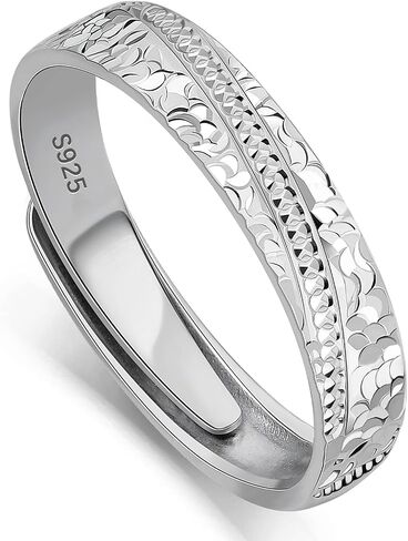 Meissa Silver Rings for Men Wide Sterling Silver Engagement Wedding Band Comfort Fit Unisex Personalized Engraved Male Ring Size Adjustable From 6 to 10 in Saudi Arabia