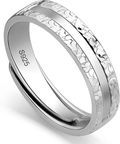 Meissa Silver Rings for Men Wide Sterling Silver Engagement Wedding Band Comfort Fit Unisex Personalized Engraved Male Ring Size Adjustable From 6 to 10 in Saudi Arabia