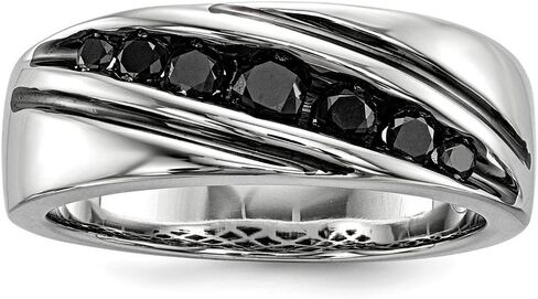 Solid 925 Sterling Silver Black Diamond Men's Wedding Band Ring (1/2ct.) in Kuwait
