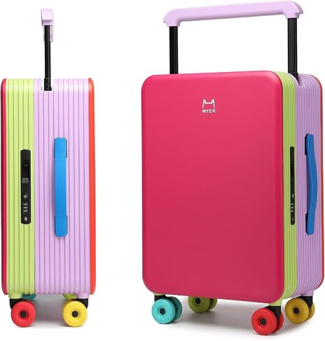 Multi-color Dopamine Wide Handle Carry on Zipperless Hard Side Luggage 22x14x9 Airline Approved with Changer 20 Inch Carryon Travel Suitcases with Spinner Wheels (Colorful Dopamine-themed, 20 Inch) in Saudi Arabia