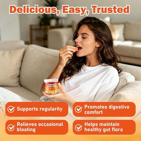 10G Fiber Gummies for Adults with 30 Billion CFU Probiotics,Vitamins C, D, B12,Electrolytes - Supports Digestive Health & Relieves Constipation and Bloating,Sugar Free - 120 Count in Kuwait