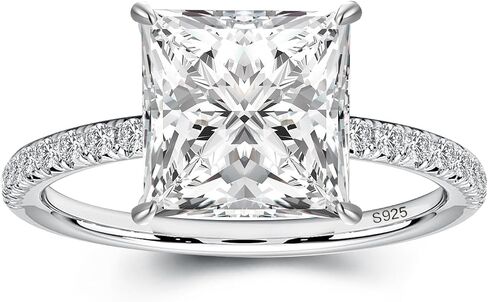 RODIFFY 2/3 Carat Princess Cut Moissanite Engagement Ring for Women, Lab-Created D Color VVS1 S925 Silver Solitaire Ring, Classic Bridal Jewelry Gift in Saudi Arabia