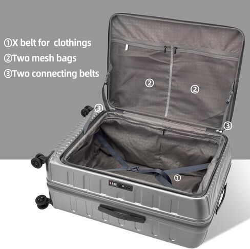 Kaleenie 29 Inch Luggage with Expansion and Side Opening Design, 50 * 31(35)*76cm, 117L~133L Lightweight ABS+PC Hardshell Checked Suitcase, Gray in Kuwait