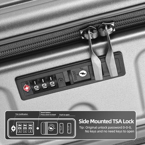 Kaleenie 29 Inch Luggage with Expansion and Side Opening Design, 50 * 31(35)*76cm, 117L~133L Lightweight ABS+PC Hardshell Checked Suitcase, Gray in Kuwait