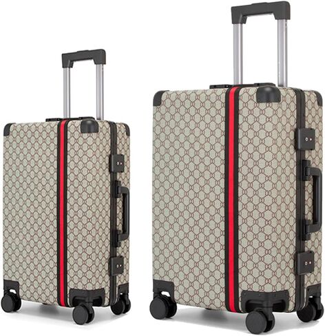 VH&GRED 2-Piece Luggage Set (20" Carry-On & 24" Checked) with Dual Spinner Wheels | Premium Leather, TSA-Approved Lock in Kuwait