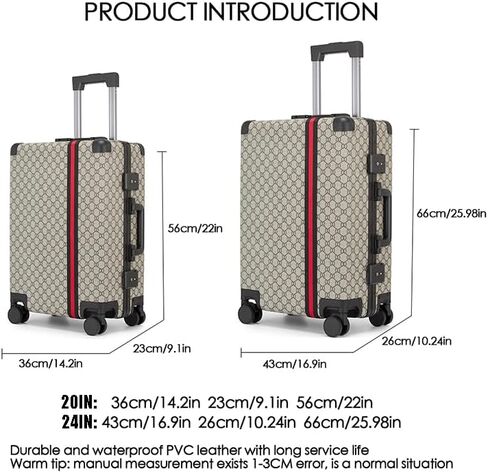VH&GRED 2-Piece Luggage Set (20" Carry-On & 24" Checked) with Dual Spinner Wheels | Premium Leather, TSA-Approved Lock in Kuwait