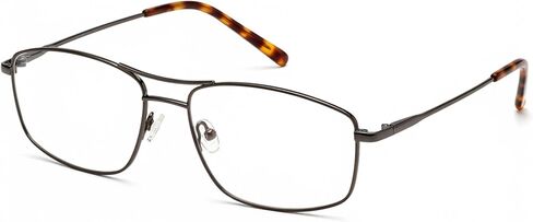 Rectangle Prescription Eyeglass Frames for Men Women - Metal Full Rim - Gunmetal Amber - 59-16-140 - Lightweight Comfortable Fit in Saudi Arabia