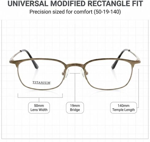 Optical Eyewear - Rectangle Shape, Titanium Full Rim Frame - for Women or Men Prescription Eyeglasses RX in Saudi Arabia
